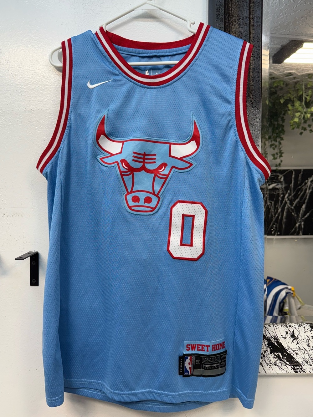 Nike Chicago Bulls Coby White Light Blue Red-Trim Jersey Nba jersey
